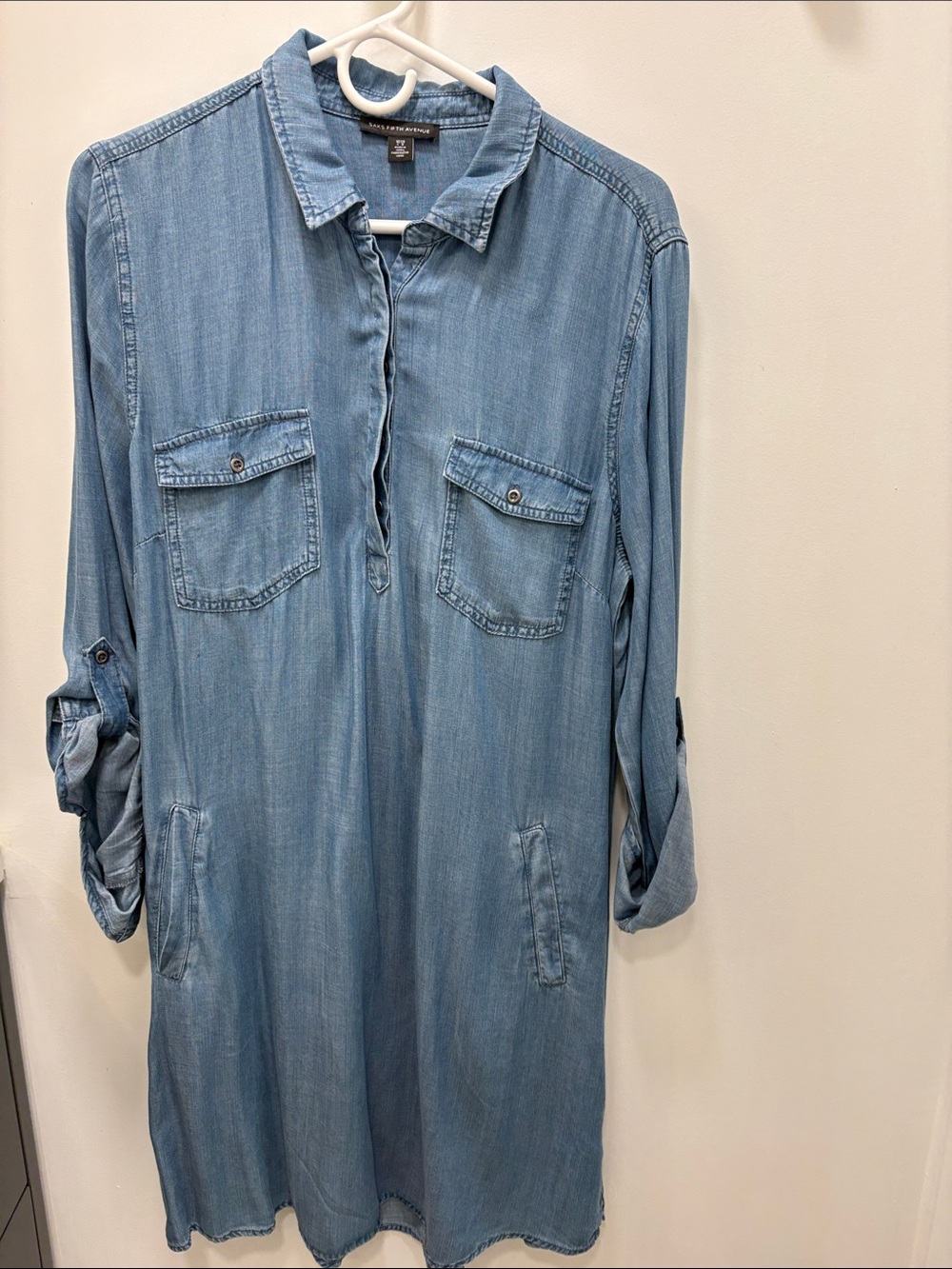 Saks Fifth Avenue Light Blue Denim Shirt Dress